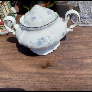 Collectible Vintage Johan Havildand Blue Garland Sugar Bowl